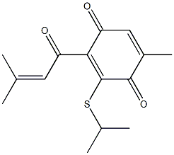 6-Methyl-2-[(1-methylethyl)thio]-3-(3-methyl-2-butenoyl)-2,5-cyclohexadiene-1,4-dione Struktur