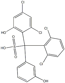 (2,6-Dichlorophenyl)(2,4-dichloro-6-hydroxyphenyl)(3-hydroxyphenyl)methanesulfonic acid Struktur