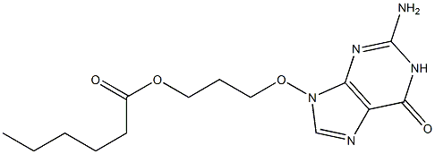 2-Amino-9-(3-hexanoyloxypropyloxy)-9H-purin-6(1H)-one Struktur