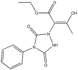 3-Hydroxy-2-[(tetrahydro-3,5-dioxo-4-phenyl-1H-1,2,4-triazol)-1-yl]-2-butenoic acid ethyl ester Struktur