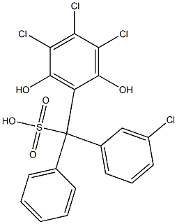 (3-Chlorophenyl)(3,4,5-trichloro-2,6-dihydroxyphenyl)phenylmethanesulfonic acid Struktur