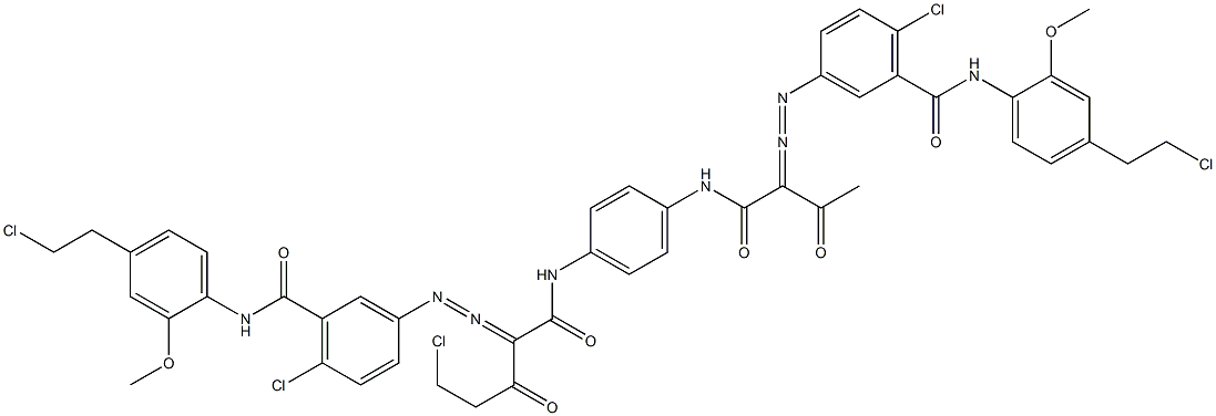 3,3'-[2-(Chloromethyl)-1,4-phenylenebis[iminocarbonyl(acetylmethylene)azo]]bis[N-[4-(2-chloroethyl)-2-methoxyphenyl]-6-chlorobenzamide] Struktur