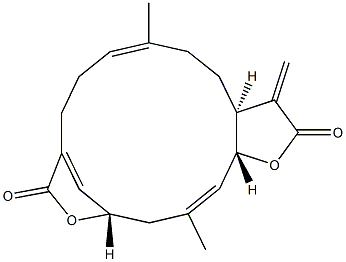 (3aS,6E,13S,15E,16aR)-3a,4,5,8,9,13,14,16a-Octahydro-6,15-dimethyl-3-methylene-11H-13,10-methenofuro[2,3-f]oxacyclopentadecin-2,11(3H)-dione Struktur