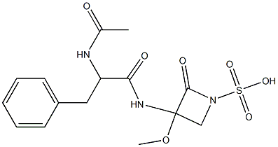 3-[(2-Acetylamino-1-oxo-3-phenylpropyl)amino]-3-methoxy-2-oxo-1-azetidinesulfonic acid Struktur