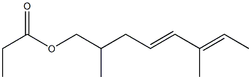 Propionic acid 2,6-dimethyl-4,6-octadienyl ester Struktur