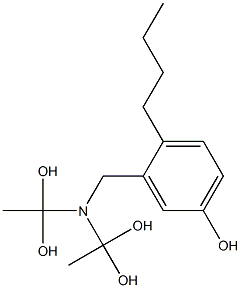 3-[Bis(1,1-dihydroxyethyl)aminomethyl]-4-butylphenol Struktur