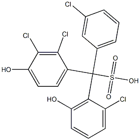 (3-Chlorophenyl)(2-chloro-6-hydroxyphenyl)(2,3-dichloro-4-hydroxyphenyl)methanesulfonic acid Struktur