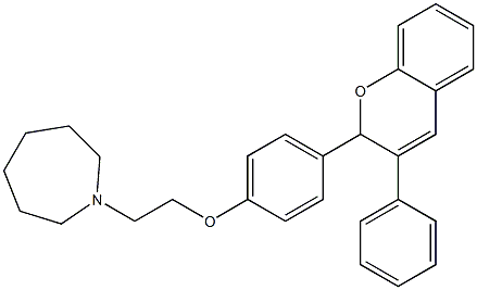 2-[4-[2-[(Hexahydro-1H-azepin)-1-yl]ethoxy]phenyl]-3-phenyl-2H-1-benzopyran Struktur