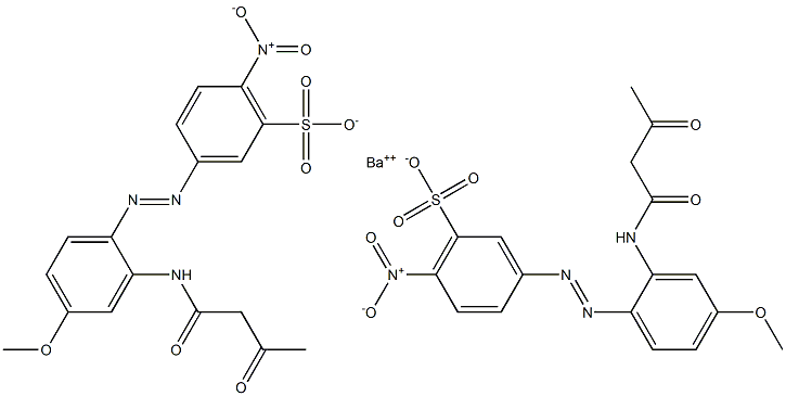 Bis[3-[2-(1,3-dioxobutylamino)-4-methoxyphenylazo]-6-nitrobenzenesulfonic acid]barium salt Struktur