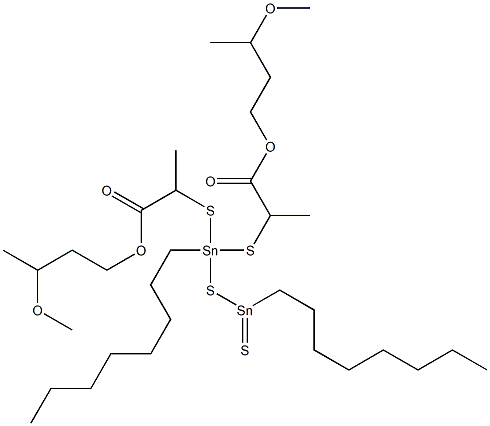 11,11-Bis[[1-(3-methoxybutoxycarbonyl)ethyl]thio]-9,11-distanna-10-thianonadecane-9-thione Struktur