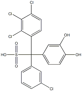 (3-Chlorophenyl)(2,3,4-trichlorophenyl)(3,4-dihydroxyphenyl)methanesulfonic acid Struktur