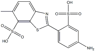 2-(2-Sulfo-4-aminophenyl)-6-methylbenzothiazole-7-sulfonic acid Struktur