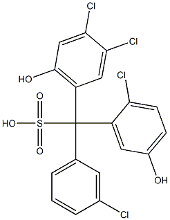 (3-Chlorophenyl)(2-chloro-5-hydroxyphenyl)(3,4-dichloro-6-hydroxyphenyl)methanesulfonic acid Struktur