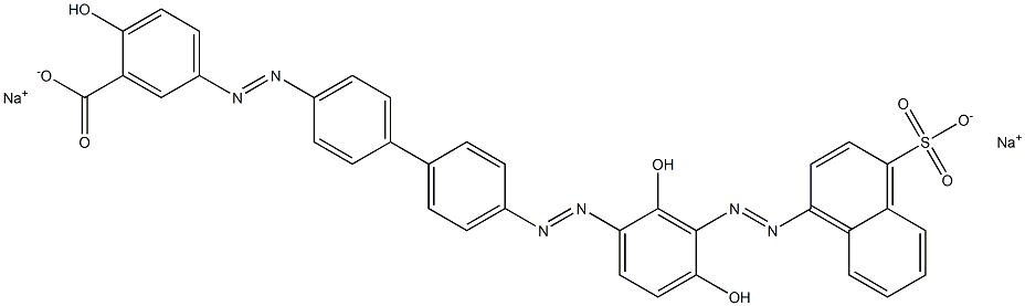 2-Hydroxy-5-[[4'-[[2,4-dihydroxy-3-[(4-sulfo-1-naphtyl)azo]phenyl]azo]-1,1'-biphenyl-4-yl]azo]benzoic acid disodium salt Struktur