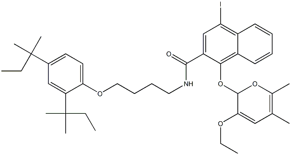 1-(Ethoxyoxalyloxy)-4-iodo-N-[4-(2,4-di-t-pentylphenoxy)butyl]-2-naphthamide Struktur