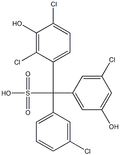 (3-Chlorophenyl)(3-chloro-5-hydroxyphenyl)(2,4-dichloro-3-hydroxyphenyl)methanesulfonic acid Struktur