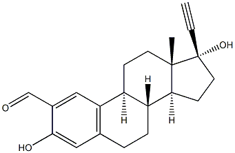 (17R)-3,17-Dihydroxy-19-norpregna-1,3,5(10)-trien-20-yne-2-carbaldehyde Struktur