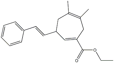 5,6-Dimethyl-3-(2-phenylethenyl)-1,5-cycloheptadiene-1-carboxylic acid ethyl ester Struktur