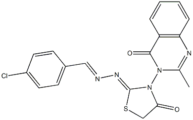 4-Chlorobenzaldehyde [3-[(3,4-dihydro-2-methyl-4-oxoquinazolin)-3-yl]-4-oxothiazolidin-2-ylidene]hydrazone Struktur