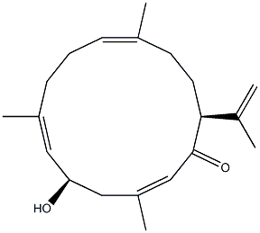 (2E,5R,6E,10E,14S)-14-(1-Methylethenyl)-3,7,11-trimethyl-5-hydroxycyclotetradeca-2,6,10-trien-1-one Struktur