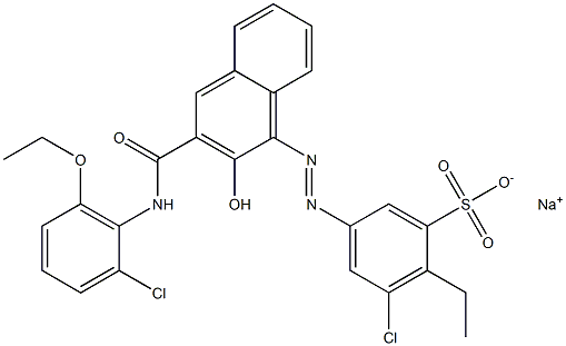 3-Chloro-2-ethyl-5-[[3-[[(2-chloro-6-ethoxyphenyl)amino]carbonyl]-2-hydroxy-1-naphtyl]azo]benzenesulfonic acid sodium salt Struktur