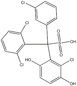 (3-Chlorophenyl)(2,6-dichlorophenyl)(6-chloro-2,5-dihydroxyphenyl)methanesulfonic acid Struktur