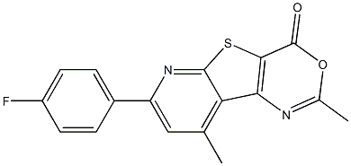 2,9-Dimethyl-7-(4-fluorophenyl)-4H-pyrido[3',2':4,5]thieno[3,2-d][1,3]oxazin-4-one Struktur