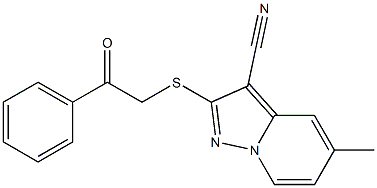 2-[[(Phenylcarbonyl)methyl]thio]-5-methyl-pyrazolo[1,5-a]pyridine-3-carbonitrile Struktur