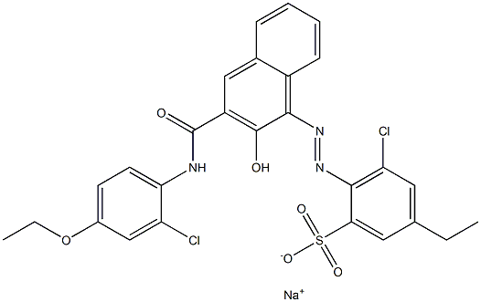 3-Chloro-5-ethyl-2-[[3-[[(2-chloro-4-ethoxyphenyl)amino]carbonyl]-2-hydroxy-1-naphtyl]azo]benzenesulfonic acid sodium salt Struktur