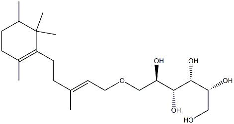 1-O-[(E)-3-Methyl-5-(2,5,6,6-tetramethyl-1-cyclohexen-1-yl)-2-pentenyl]-D-mannitol Struktur