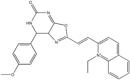 1-Ethyl-2-[2-[[5,6,7,7a-tetrahydro-5-oxo-7-(4-methoxyphenyl)oxazolo[5,4-d]pyrimidin]-2-yl]ethenyl]quinolinium Struktur