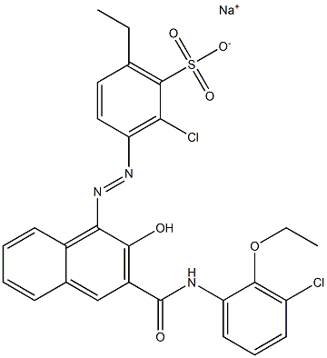 2-Chloro-6-ethyl-3-[[3-[[(3-chloro-2-ethoxyphenyl)amino]carbonyl]-2-hydroxy-1-naphtyl]azo]benzenesulfonic acid sodium salt Struktur