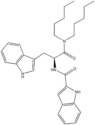 (S)-2-[(1H-Indol-2-yl)carbonylamino]-3-(1H-indol-3-yl)-N,N-dipentylpropanamide Struktur