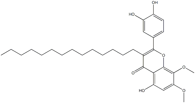 5-Hydroxy-2-(3,4-dihydroxyphenyl)-7,8-dimethoxy-3-tetradecyl-4H-1-benzopyran-4-one Struktur