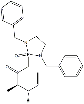 1,3-Dibenzyl-2-[(3R,4S)-3,4-dimethyl-2-oxo-5-hexenyl]-1,3,2-diazaphospholidine 2-oxide Struktur