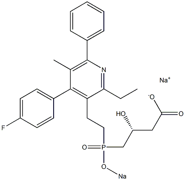 (3R)-4-[[2-[4-(4-Fluorophenyl)-2-ethyl-5-methyl-6-phenyl-3-pyridinyl]ethyl]sodiooxyphosphinyl]-3-hydroxybutyric acid sodium salt Struktur