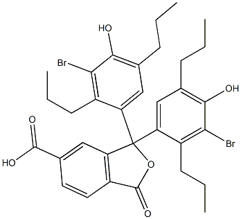 1,1-Bis(3-bromo-4-hydroxy-2,5-dipropylphenyl)-1,3-dihydro-3-oxoisobenzofuran-6-carboxylic acid Struktur