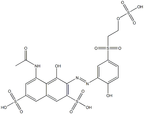 5-Acetylamino-4-hydroxy-3-[2-hydroxy-5-[2-(sulfooxy)ethylsulfonyl]phenylazo]-2,7-naphthalenedisulfonic acid Struktur