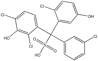 (3-Chlorophenyl)(2-chloro-5-hydroxyphenyl)(2,4-dichloro-3-hydroxyphenyl)methanesulfonic acid Struktur