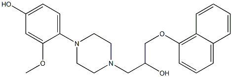 1-[4-(4-Hydroxy-2-methoxyphenyl)-1-piperazinyl]-3-(1-naphtyloxy)-2-propanol Struktur