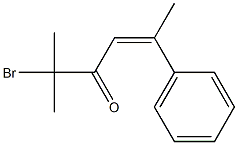 (Z)-5-Methyl-5-bromo-2-phenyl-2-hexen-4-one Struktur