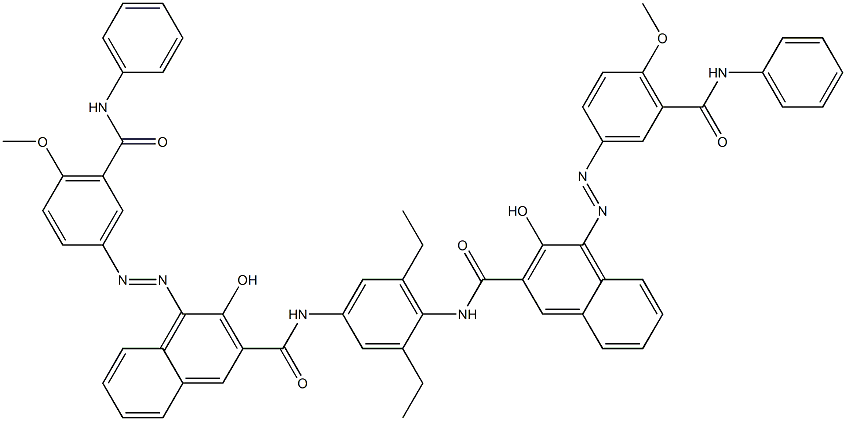 N,N'-(2,6-Diethyl-1,4-phenylene)bis[4-[[4-methoxy-5-(phenylcarbamoyl)phenyl]azo]-3-hydroxy-2-naphthalenecarboxamide] Struktur