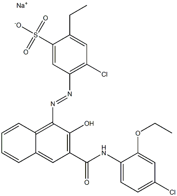 4-Chloro-2-ethyl-5-[[3-[[(4-chloro-2-ethoxyphenyl)amino]carbonyl]-2-hydroxy-1-naphtyl]azo]benzenesulfonic acid sodium salt Struktur