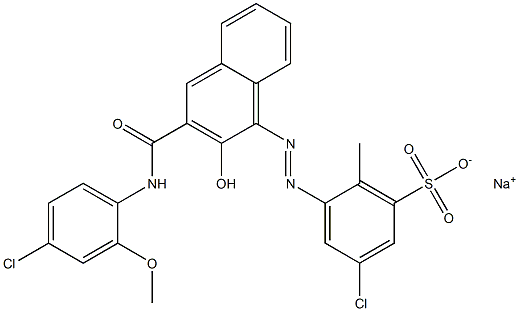 3-Chloro-6-methyl-5-[[3-[[(4-chloro-2-methoxyphenyl)amino]carbonyl]-2-hydroxy-1-naphtyl]azo]benzenesulfonic acid sodium salt Struktur