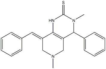 8-Benzylidene-3,4,5,6,7,8-hexahydro-6-methyl-4-phenyl-3-methylpyrido[4,3-d]pyrimidine-2(1H)-thione Struktur