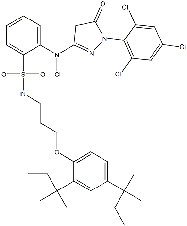 1-(2,4,6-Trichlorophenyl)-3-[N-chloro-2-[3-(2,4-di-tert-pentylphenoxy)propylsulfamoyl]anilino]-5(4H)-pyrazolone Struktur