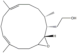 (1S,2S,3S,7E,11E)-3,4-Epoxy-1,7,11-trimethylcyclotetradeca-7,11-diene-2-ethanol Struktur