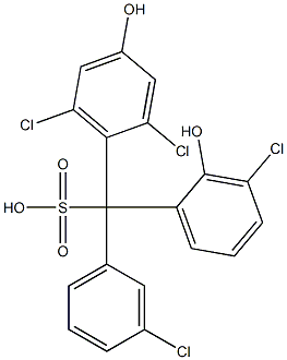 (3-Chlorophenyl)(3-chloro-2-hydroxyphenyl)(2,6-dichloro-4-hydroxyphenyl)methanesulfonic acid Struktur