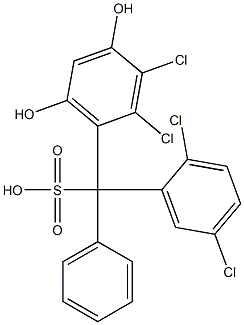 (2,5-Dichlorophenyl)(2,3-dichloro-4,6-dihydroxyphenyl)phenylmethanesulfonic acid Struktur