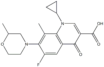 1-Cyclopropyl-6-fluoro-8-methyl-1,4-dihydro-7-(2-methylmorpholino)-4-oxoquinoline-3-carboxylic acid Struktur